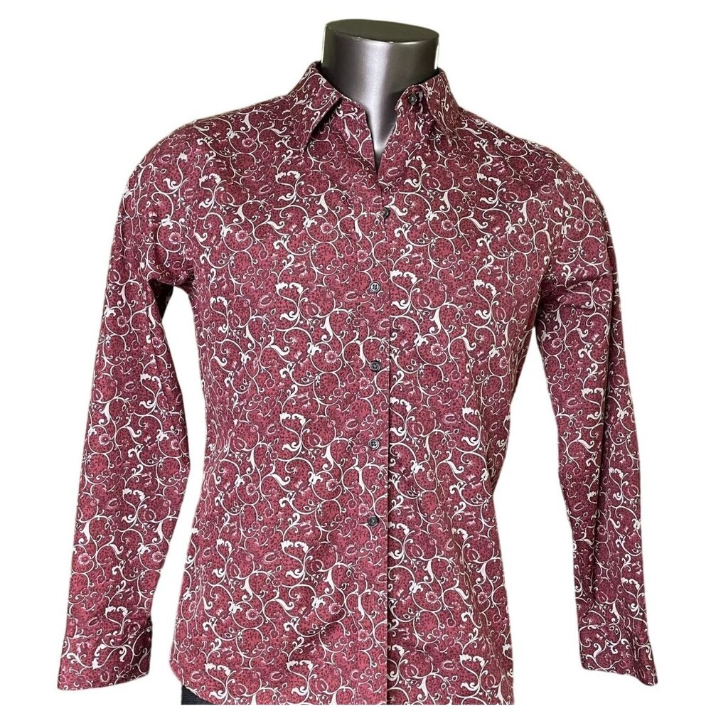 Mens Eddie Bauer Button Down Dress Shirt Floral Top Size L Wrinkle Resistant u